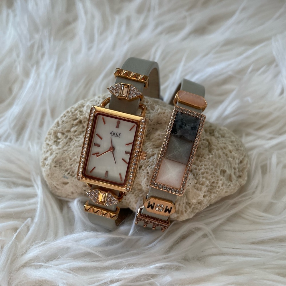 KEEP Collective Silver Double Band with Rose Gold Watch and various Charms
